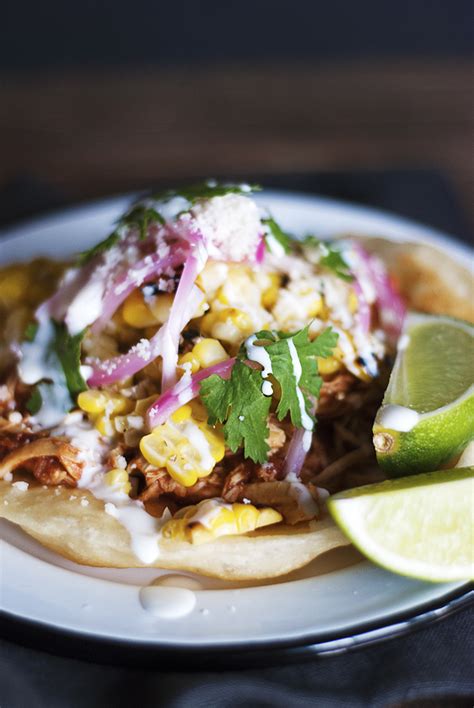 Mexican Chicken Tostadas With Street Corn The Charming Detroiter