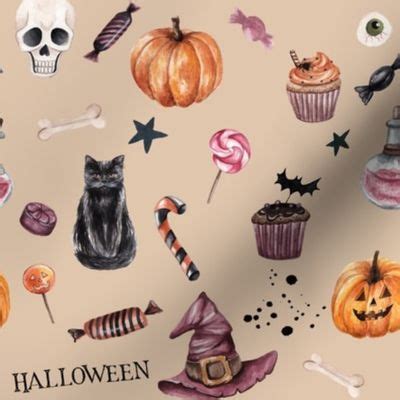 Spooky Halloween Nude Fabric Spoonflower