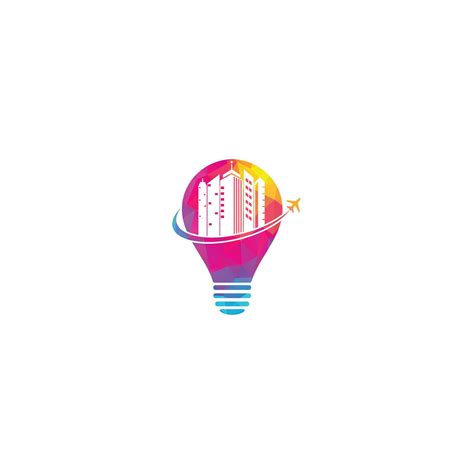 Travel agency bulb shape concept logo design. Building Office Travel