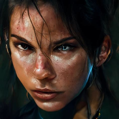 Lara Croft Action Portrait Hyper Realistic Ultra Midjourney