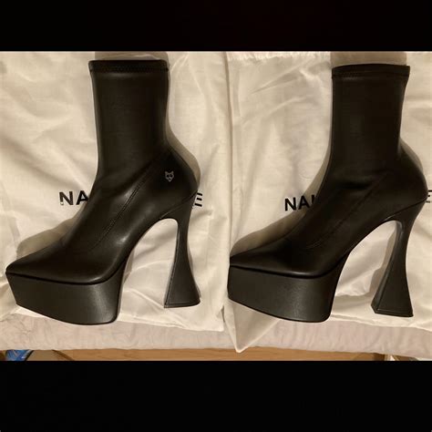 Naked Wolfe Women S Black And Silver Boots Depop