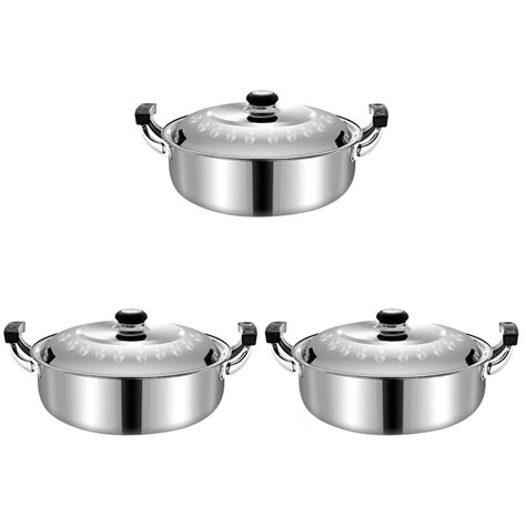 Nishuna Pcs Dual Handle Hotpot Pot Stainless Steel Divided Hot Pot Multi Function Stockpot Home