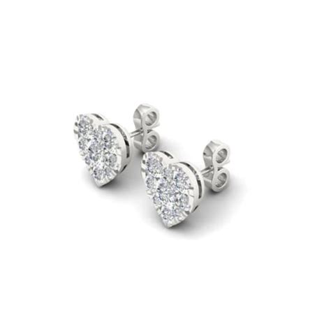 Diamond2deal 10k White Gold 075ctw Round Diamond Womens Heart Stud