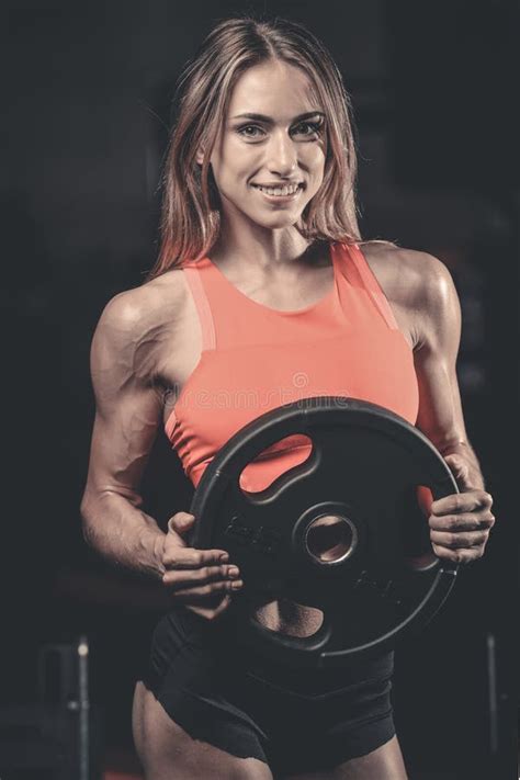 Portrait Model And Tanned Body Looking Away In Gym Stock Image Image