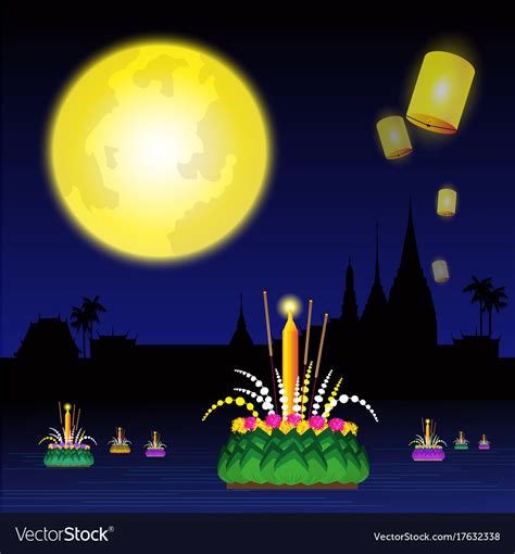 Loy krathong festival of thailand Royalty Free Vector Image