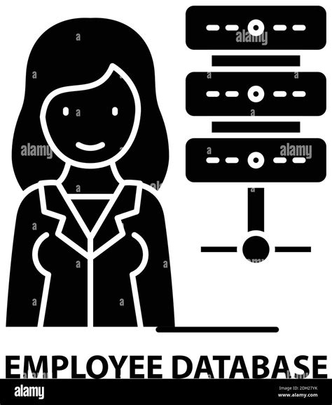 Employee Database Icon Black Vector Sign With Editable Strokes