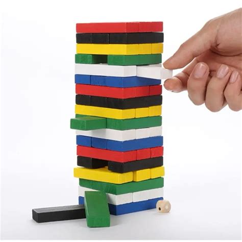 Jenga Brinquedo - Brinquedo Jogo Jenga Colorido com Dado | Shopee Brasil