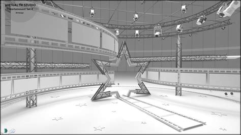 Virtual Tv Studio Entertainment 3d Model Set 4