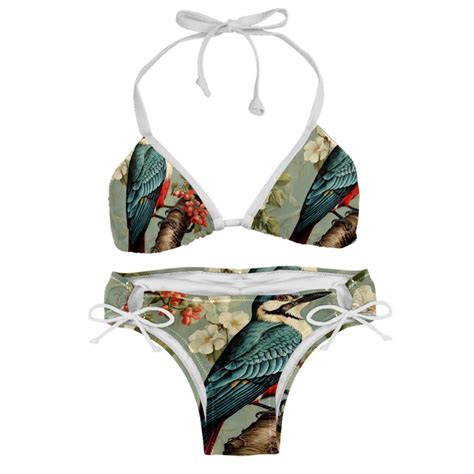 Woodpecker Detachable Sponge Adjustable Strap Bikini Set Two Pack Ideal For Beach And Pool
