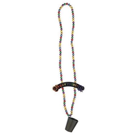 Gay Pride Necklace With Shot Glass Fiesta Party Supplies