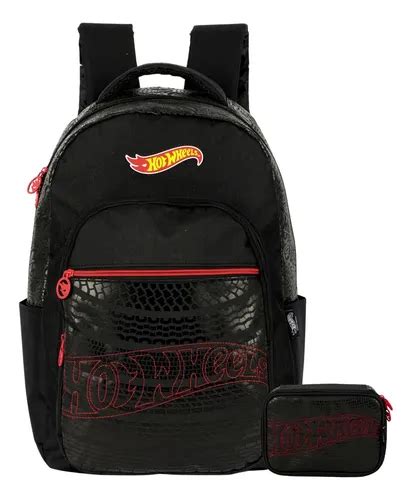 Kit Escolar Hot Wheels Mochila Costas Estojo Box Parcelamento Sem Juros