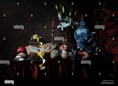 photograph inspired  dutch vanitas  life paintings stock photo