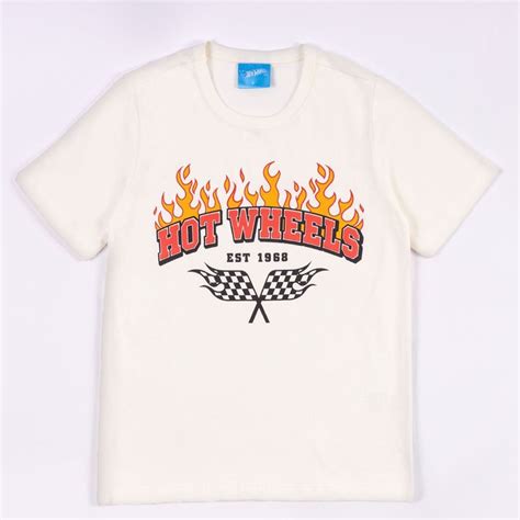 Camiseta Hot Wheels Infantil 4 A 10 Anos Mattel Marfim