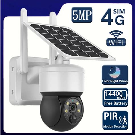 Cam Ra De Surveillance Ext Rieure PTZ Solaire 5mp 5mp Wi Fi 4G Syst Me