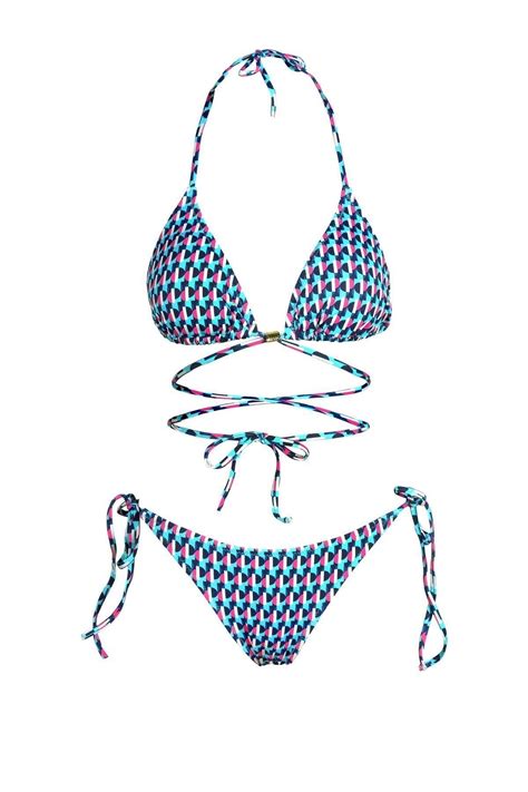 Endeep Beria Kadın Çapraz Bağlama Detaylı Üçgen İpli Geometrik Desenli Bikini Takımı Fiyatı