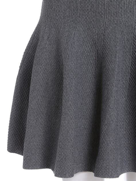 Grey A Line Knit Skirt Sheinsheinside