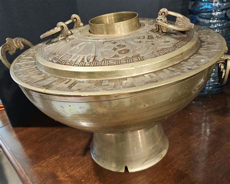 Vintage Korean Zodiac Brass Hot Pot Fondue Soup Warmer Brazier Etsy
