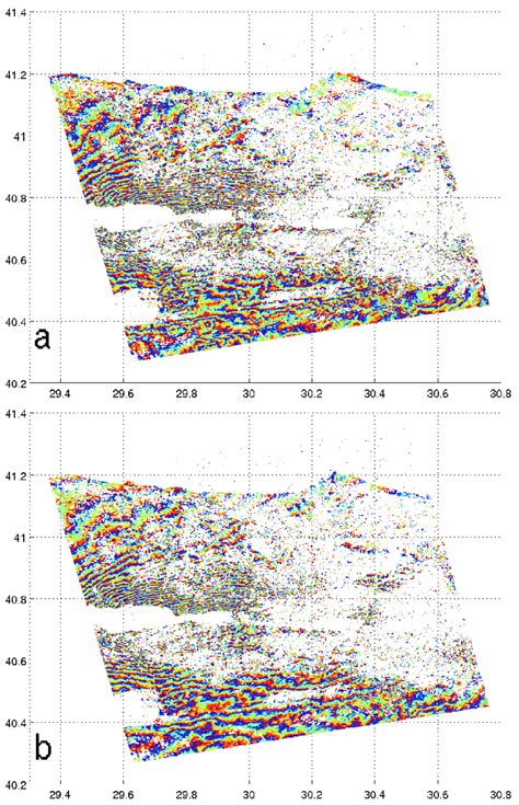 Figure C.12: InSAR interferograms: a) ERS1 interferogram spanning the ...