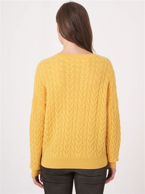 Fine Knit Cashmere Sweater With Cable Pattern