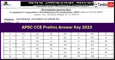 Apsc Cce Prelims Answer Key 2023 Out Check Objections And Exam Details