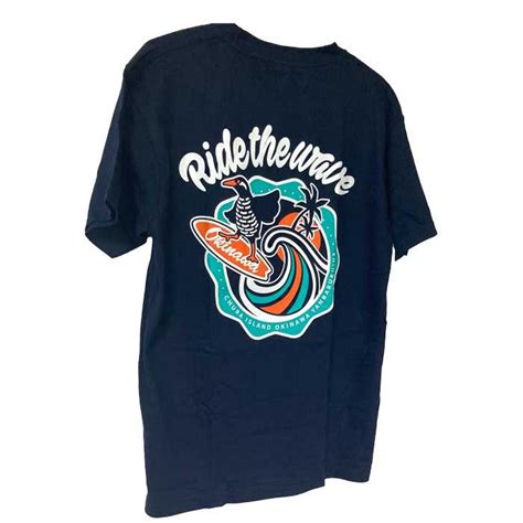 沖縄tシャツ Ride The Wave 波乗りヤンバルクイナ ネイビー 全国送料無料 Okinawaliftyokinawa マリン