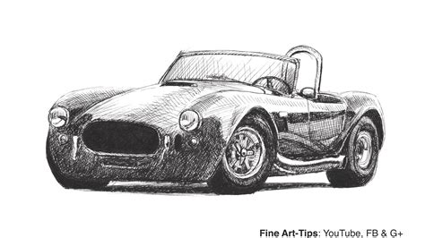 How to Draw a Shelby Cobra Car - With a Falcon Fountain Pen - YouTube