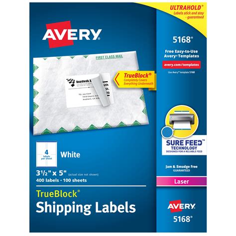 Buy Avery Shipping Labels White Trueblock Sure Feed Permanent