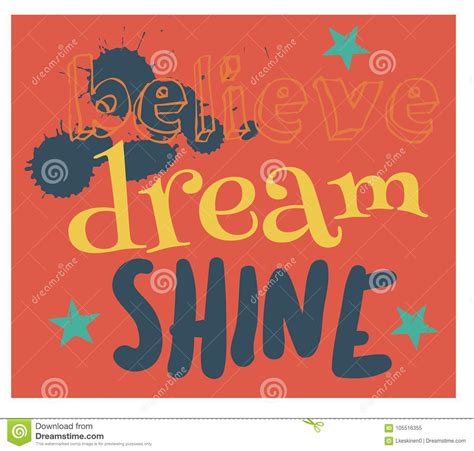 Believe Dream Shine Modern Calligraphy Quote Line Script Words