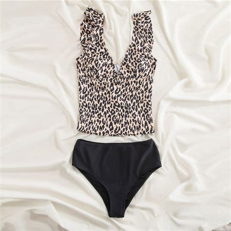 Ruffle Bikini Swimsuit V Neck High Waist Beach Sexy Bikinis Set Power Day Sale