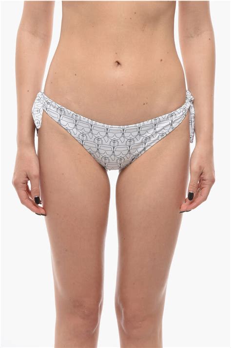 Karl Lagerfeld Slip Bikini Con Stampa Iconica All Over E Lacci Da Annodare Donna Glamood Outlet