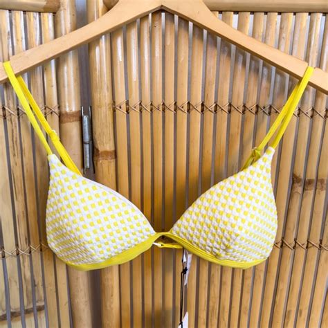 Onia Swim Nwt Anthropologie Onia Danni Yellow White Gingham Triangle Bikini Swim Top Xl