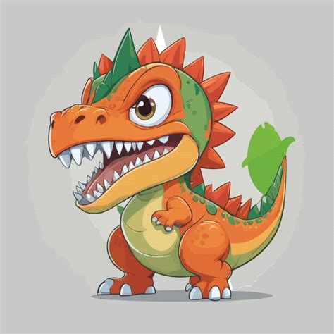 Vector De Dinossauro Zangado Bonito Em Um Fundo Branco Vetor Premium