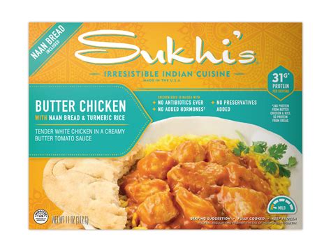 Sukhis Indian Food Butter Chicken Curry Frozen Meal With Naan 11oz