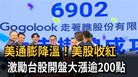 美通膨降溫！美股收紅 激勵台股開盤大漲逾200點－民視新聞 Youtube