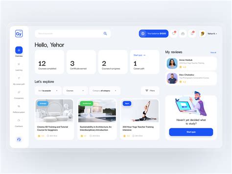 learning dashboard  yehor haiduk  dribbble