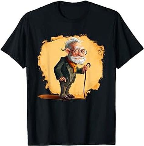 Old Grandfather With Walking Stick For Grandpas And Dads T Shirt