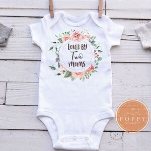 Loved By Two Moms Lesbian Baby Bodysuit Lesbian Pregnancy Etsy