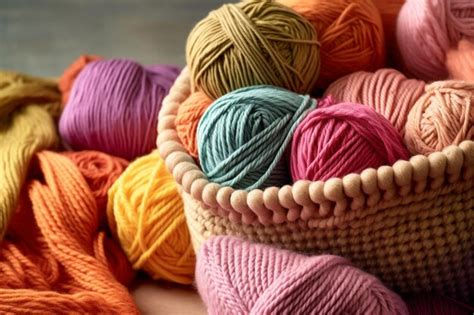 Premium Ai Image Colorful Knitting And Wool Materials