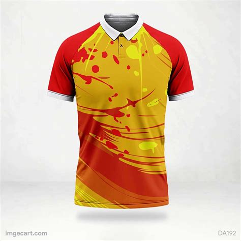 Cricket Jersey Design Yellow With Red Pattern Imgecart