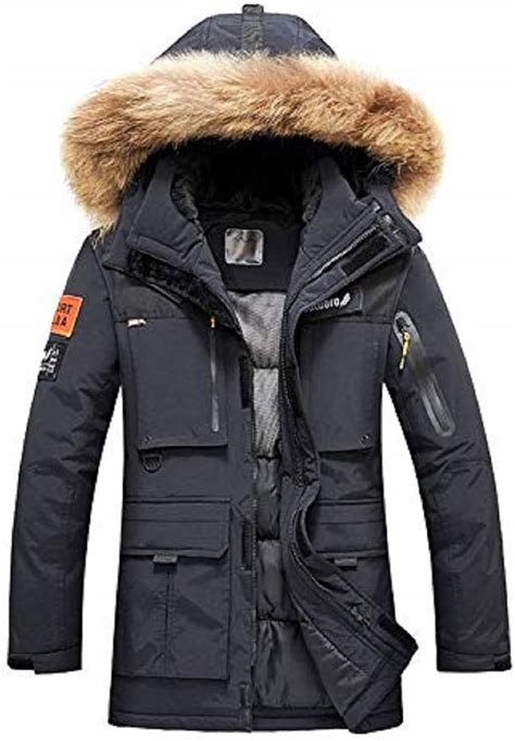 Houmengo Herren Winterjacke Wintermantel Pelzkragen Mit Kapuze Warme