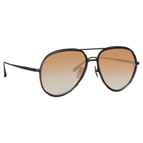 Linda Farrow Matisse Aviator Sunglasses In Matt Nickel Camel Mens