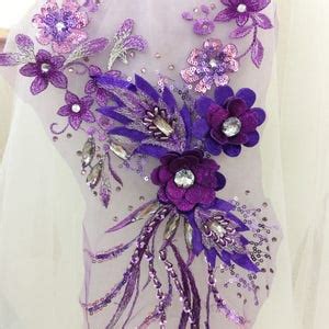 D Sequin Flower Lace Applique In Hot Pink Pearl Beaded Etsy