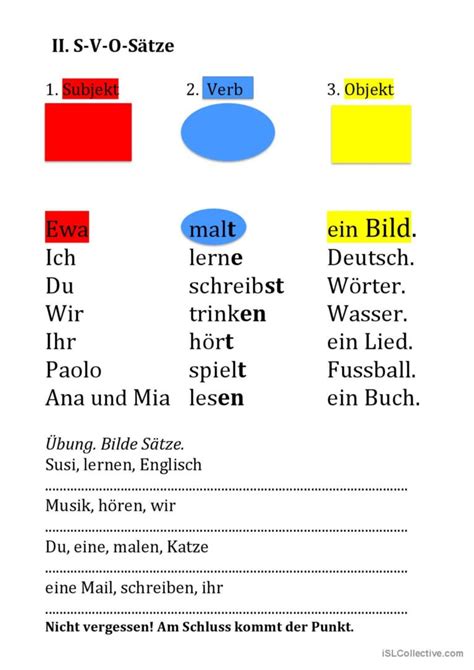 Lernposter Satzbau Im Deutsche English Esl Worksheets Pdf And Doc
