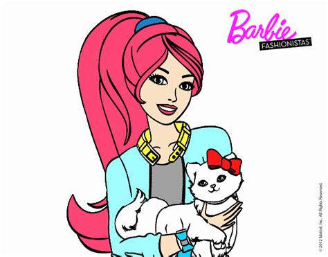 Dibujo De Barbie Con Su Linda Gatita Pintado Por En Dibujos Net El D A