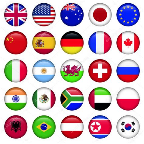 Conjunto De Banderas Redondas Estados Superiores Del Mundo Zip Incluye