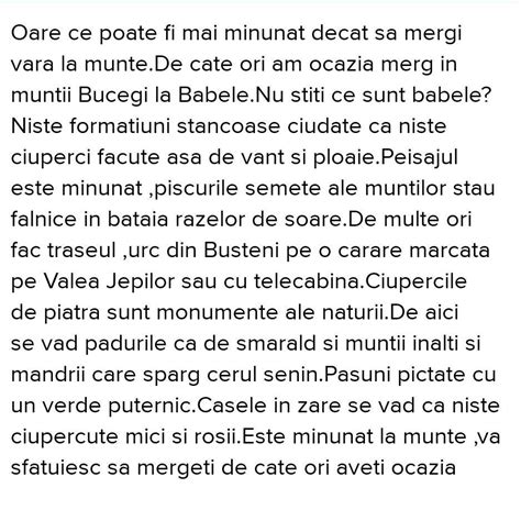 Imagineaz I C Ai Fost N Excursie La Mun Ii Bucegi Redacteaz Un E