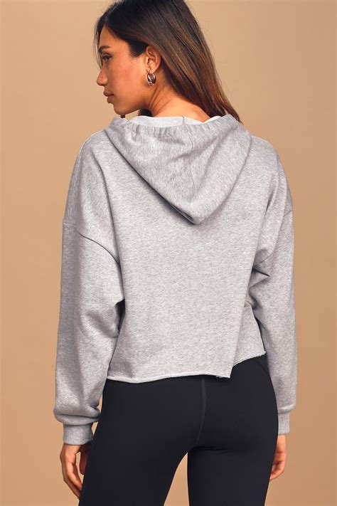 Best Time Heather Grey Cropped Hoodie Cropped Hoodie Grey Cropped