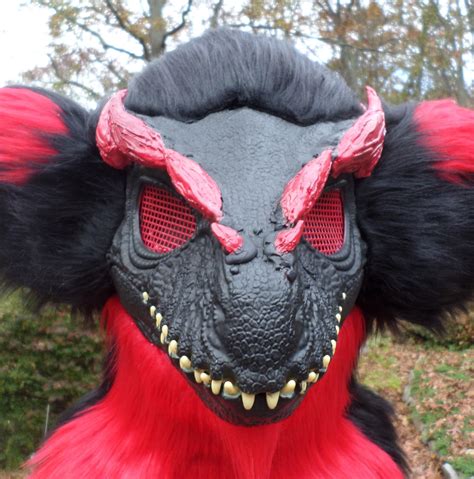 Evil Dino Mask Fully Furred Head Ready To Ship Free Etsy