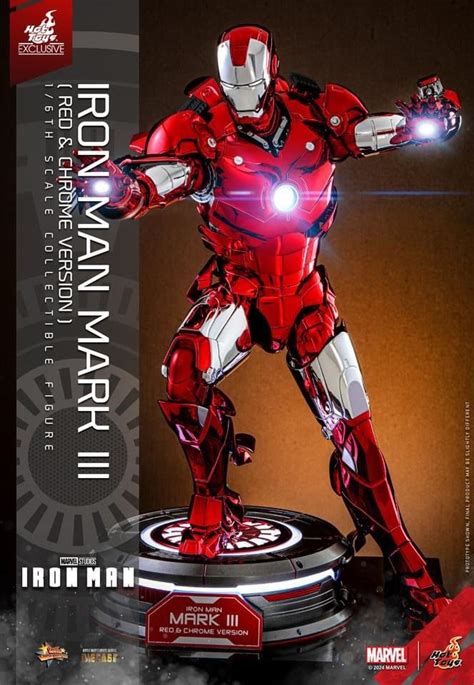 全新啡盒未開 Hot toys 限量600套MMS744 D63 合金版Iron Man Mk iii Mk 3 電鍍紅銀色Red Chrome Version Exclusive