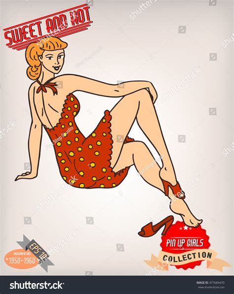 Blonde Pin Girl Illustration Vintage Labels Stock Vector Royalty Free Shutterstock